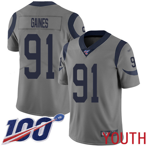 Los Angeles Rams Limited Gray Youth Greg Gaines Jersey NFL Football #91 100th Season Inverted Legend